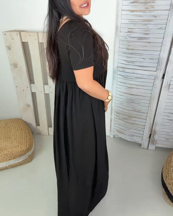 Sukienka Elegancka Gładki Kolor A-Linia