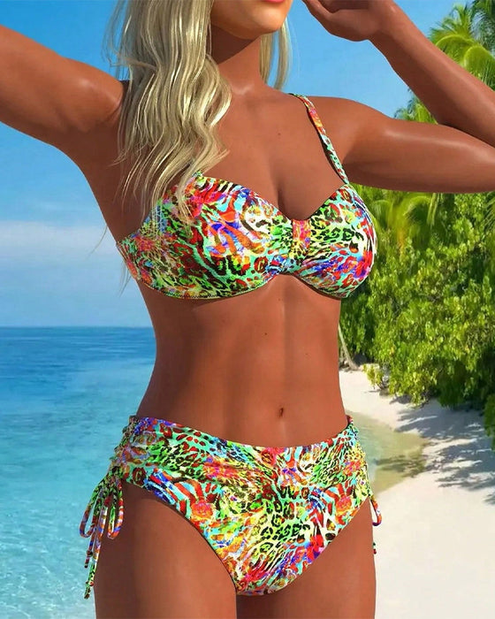 Przekonywujące Dwuczęściowe Plazowe z Plamami Leopardowymi