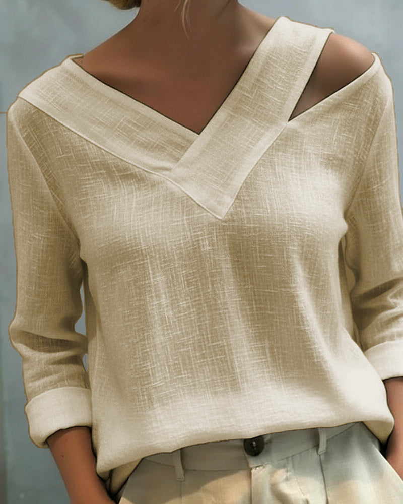 Top Stylowy Dekolt W Serek Off-The-Shoulder