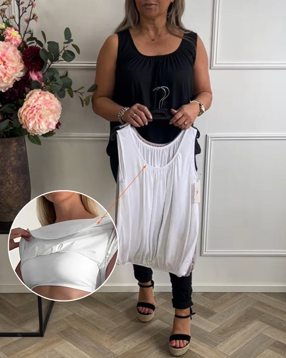 Top Bez Ramiączek Wbudowany Biustonosz Dekolt W Kształcie Litery U Casual