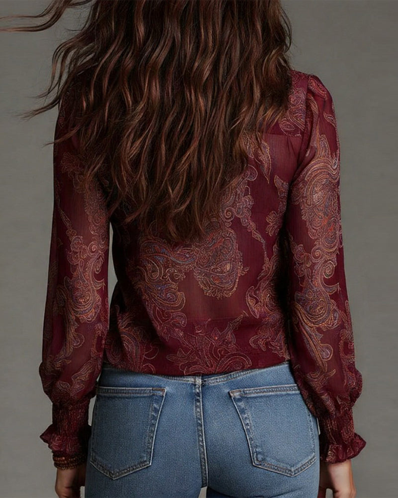 Bluzka Pół-Zamek Falbana Retro