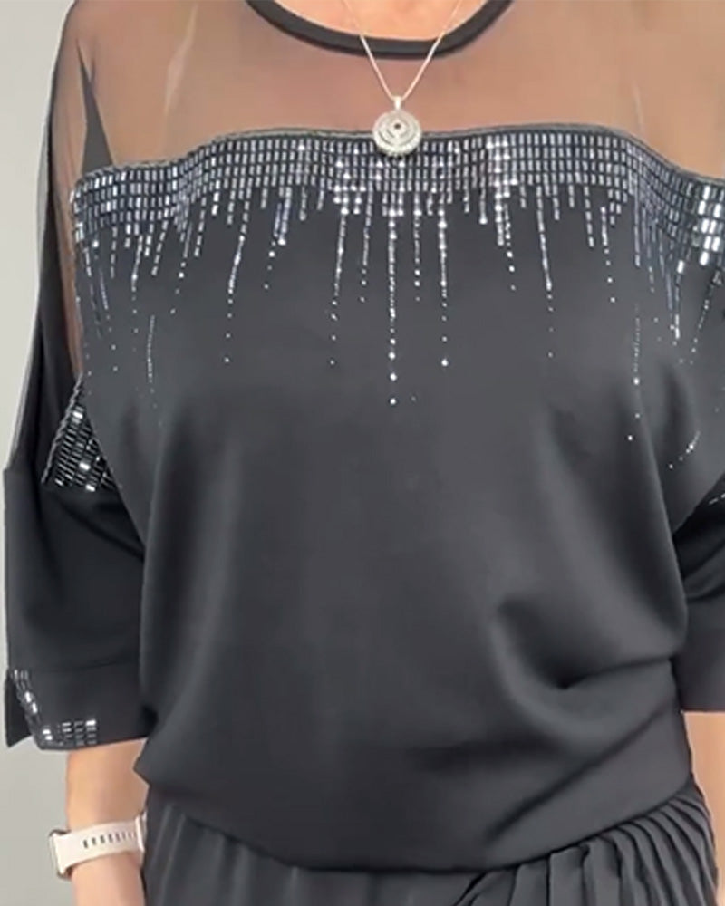 Bluzka Siatka Splatane Luźny