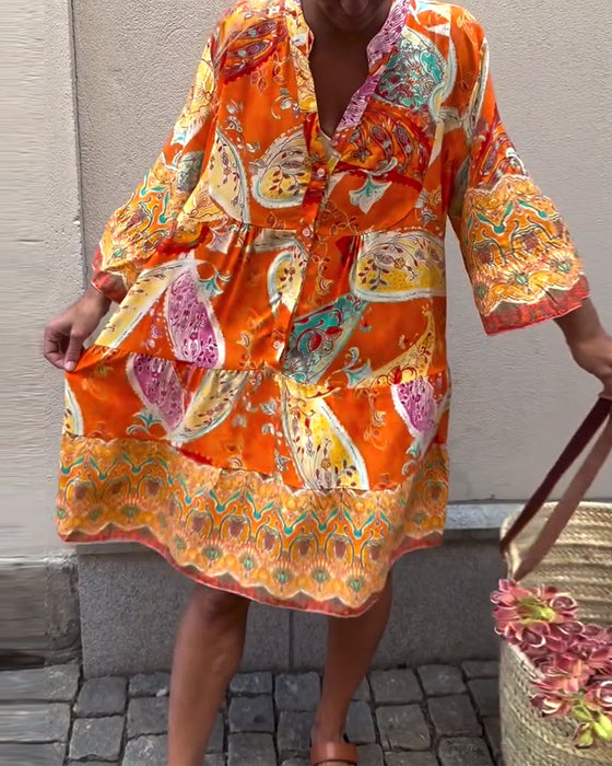 Sukienka Boho Z Modnym Nadrukiem