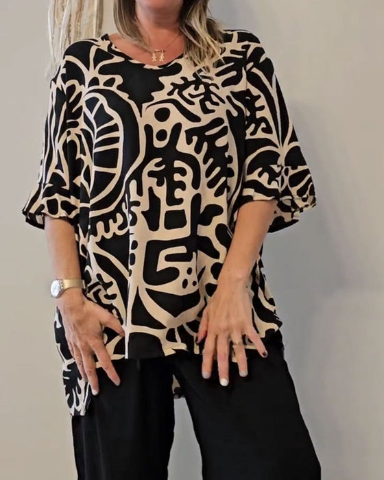 Top Abstrakcyjny Botaniczny Nadruk Luźny