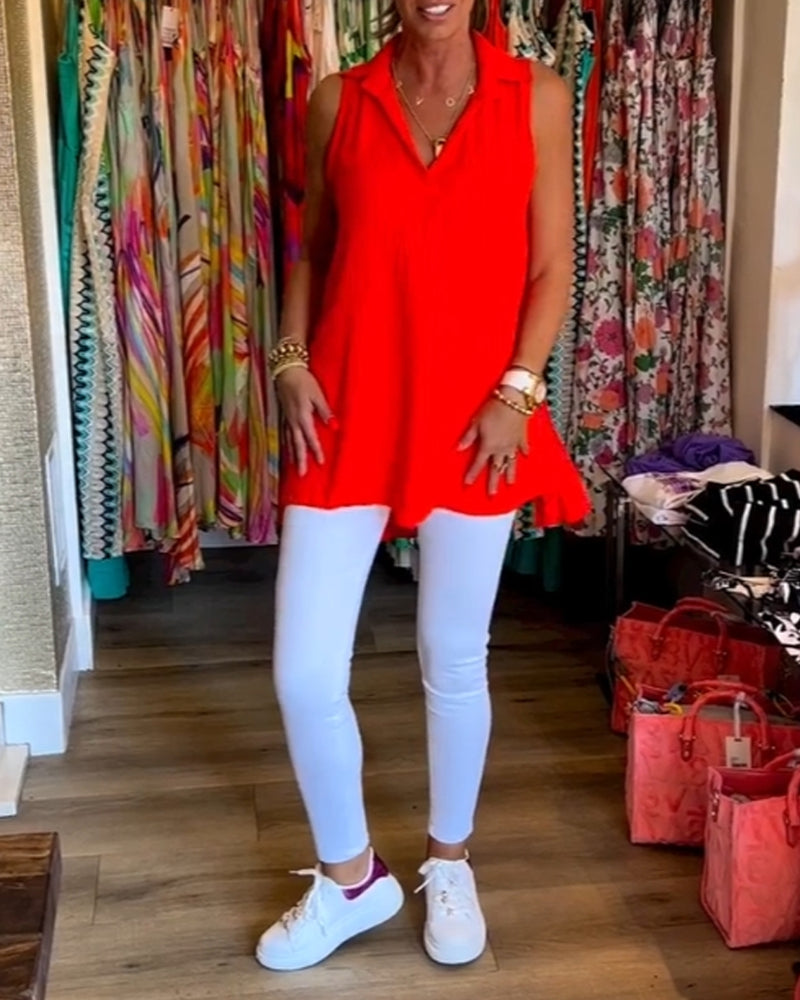 Bluzka bez rękawów z falbankami