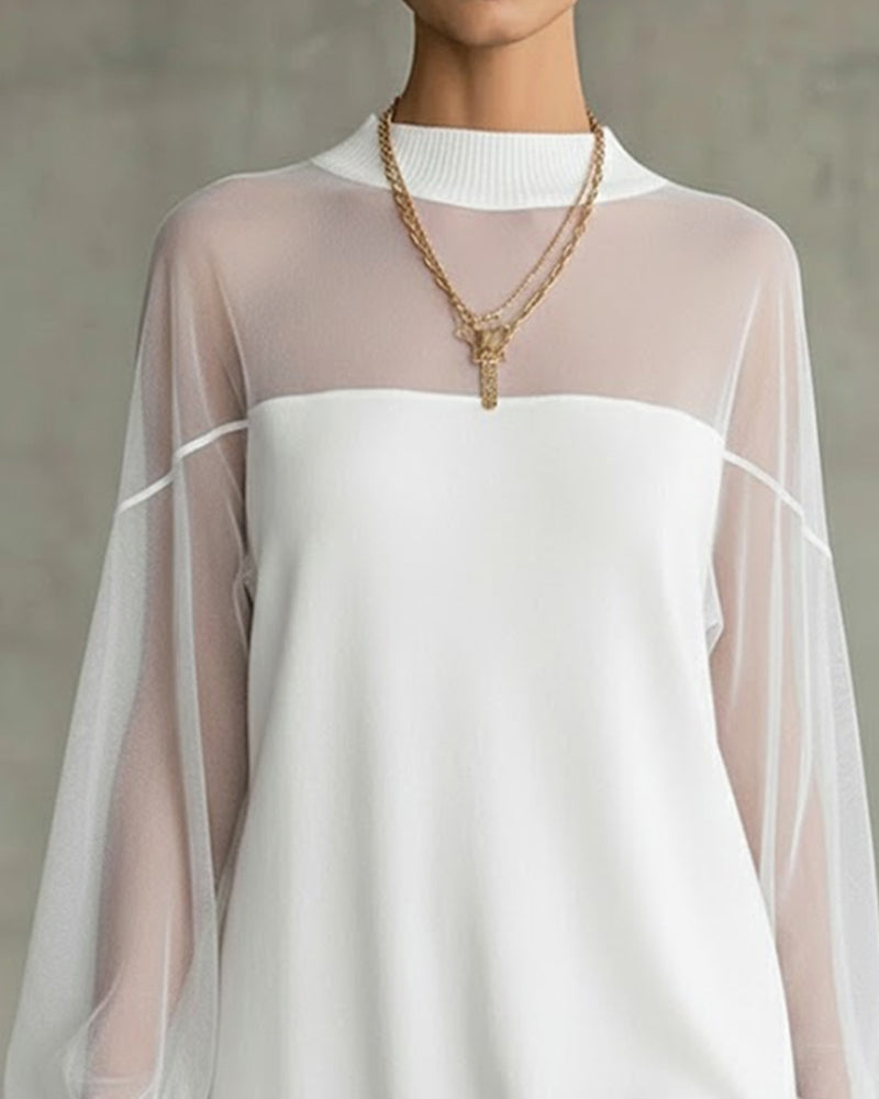 Sukienka Latarenkowy Rękaw Jednokolorowy Patchwork