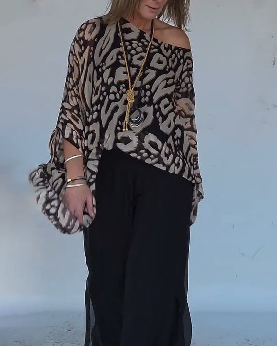 Bluzka Z Długim Rękawem Z Nieregularnym Nadrukiem Nietoperza