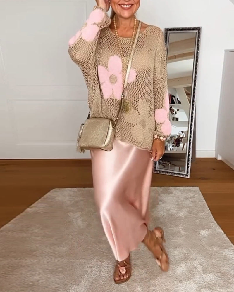 Elegancka spódnica satynowa w jednolitym kolorze