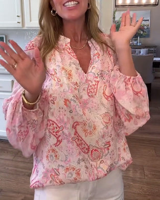 Bluzka Z Bufiastymi Rękawami I Kwiatowym Wzorem
