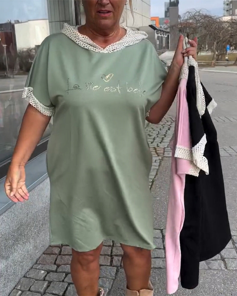 Sukienka Casual Luźna Z Kapturem