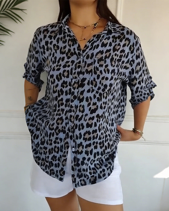 Bluzki Wzórze Leopardowym Modowe