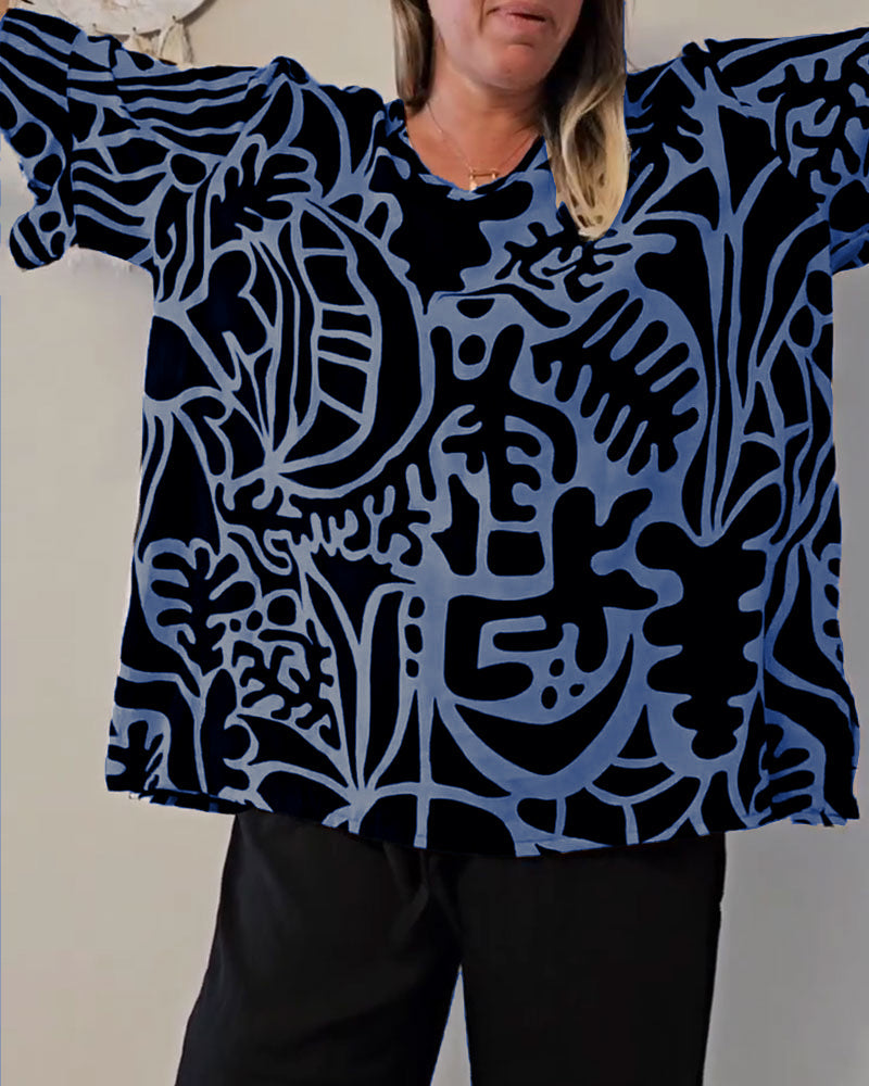 Top Abstrakcyjny Botaniczny Nadruk Luźny