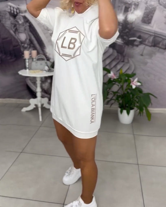 Sukienka Z Kapturem Nadruk Napis Sportowa