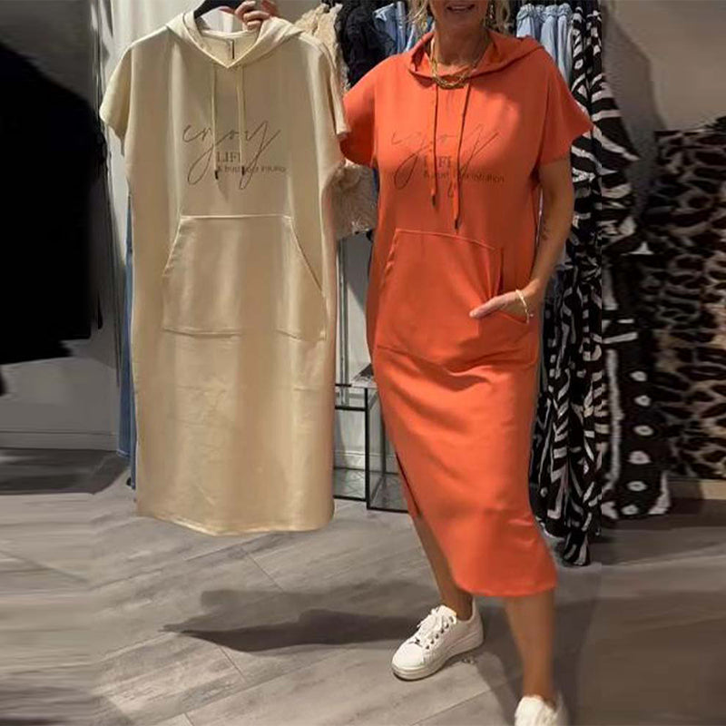 Sukienka Z Kapturem Casual Sznurek