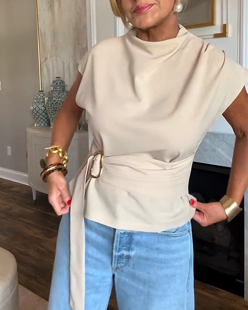 Dopasowana Bluzka w Jednym Kolorze