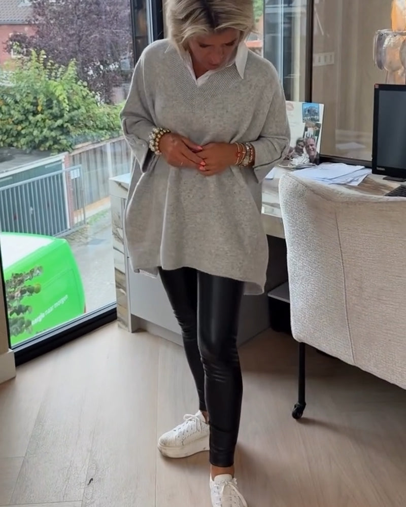 Sweter Z Cechami Dekoltu W Formie V, Przycisków I Asymetrycznej Budowy