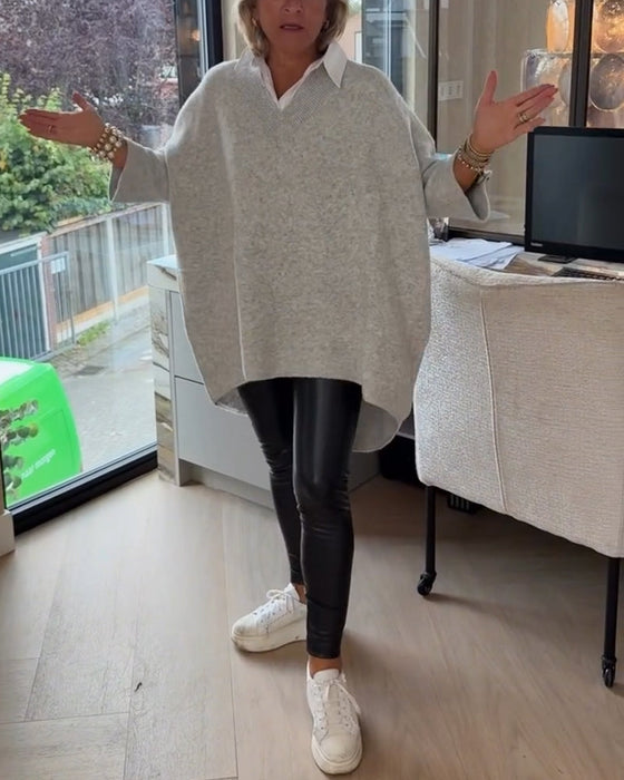 Sweter Z Cechami Dekoltu W Formie V, Przycisków I Asymetrycznej Budowy