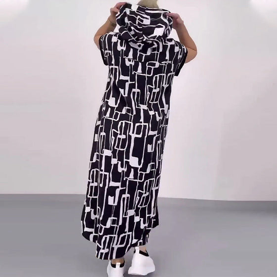 Sukienka Pół-zamek Luźna Kontrastowa