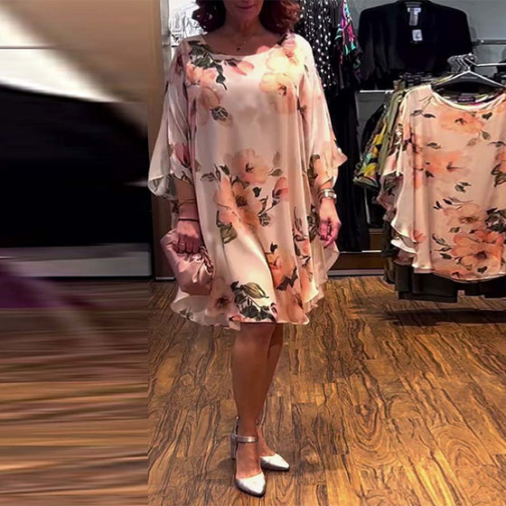 Suknia Drukowany Nietoperzowy Rękaw