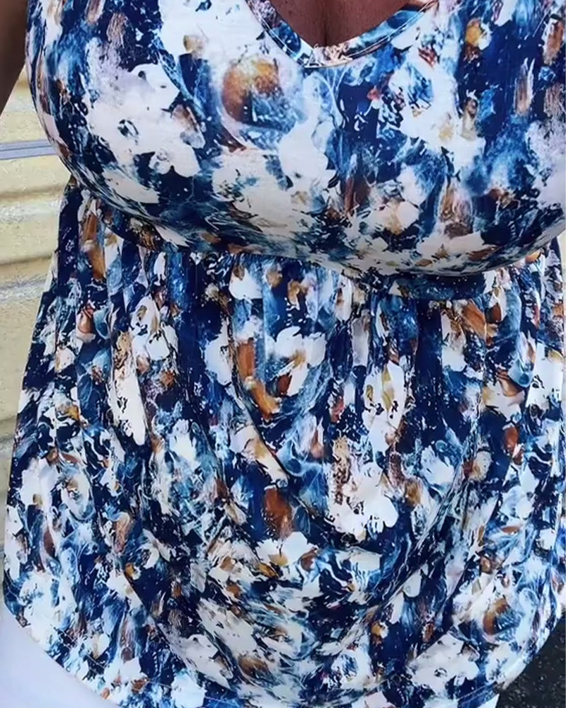 Top Seksowny Wzorzysty Bez Rękawów