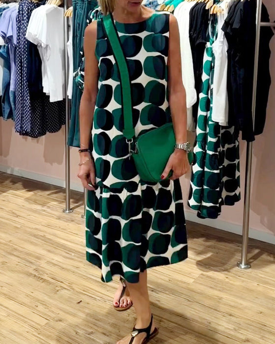 Sukienka bez rękawów z okrągłym dekoltem