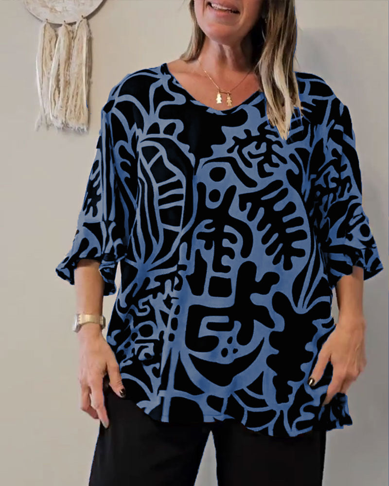 Top Abstrakcyjny Botaniczny Nadruk Luźny