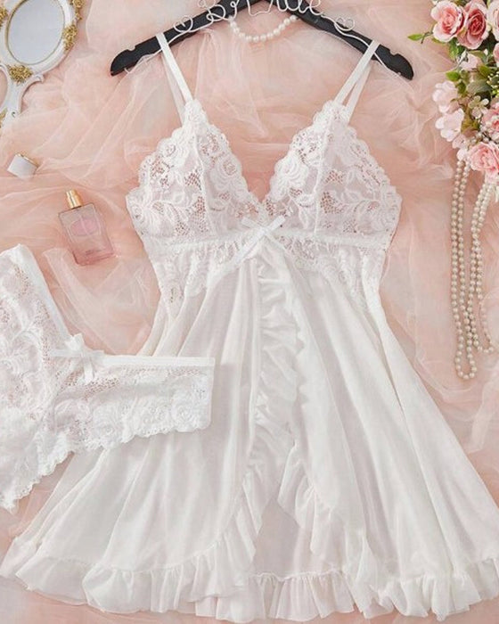 Prześwitujący Seksowny Zestaw Nocny Z Siateczki