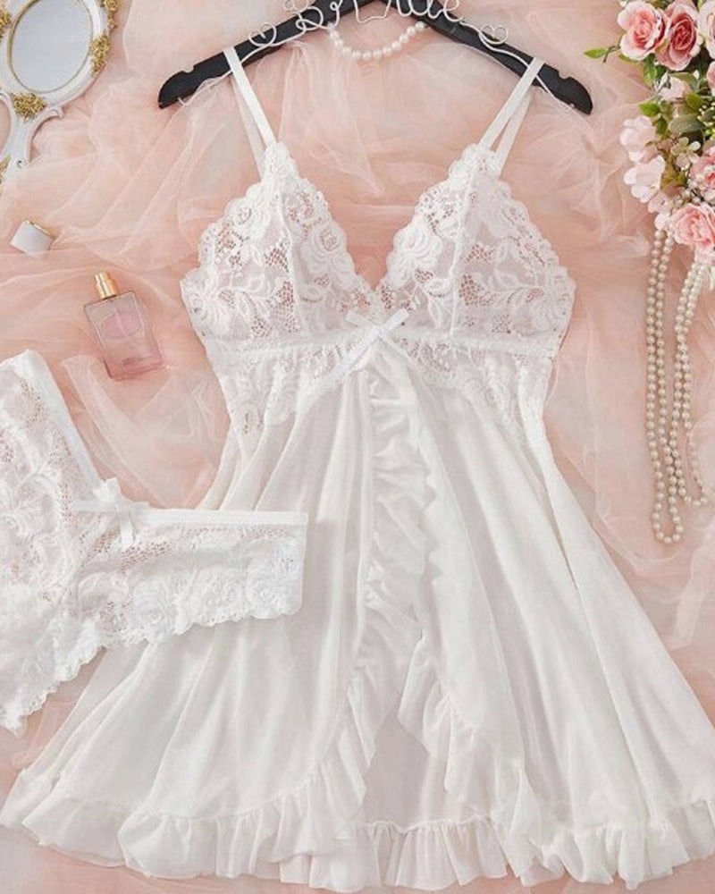 Prześwitujący Seksowny Zestaw Nocny Z Siateczki