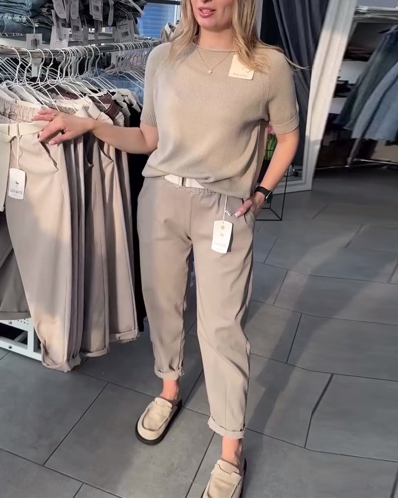 Spodnie Jednokolorowe Casual Proste