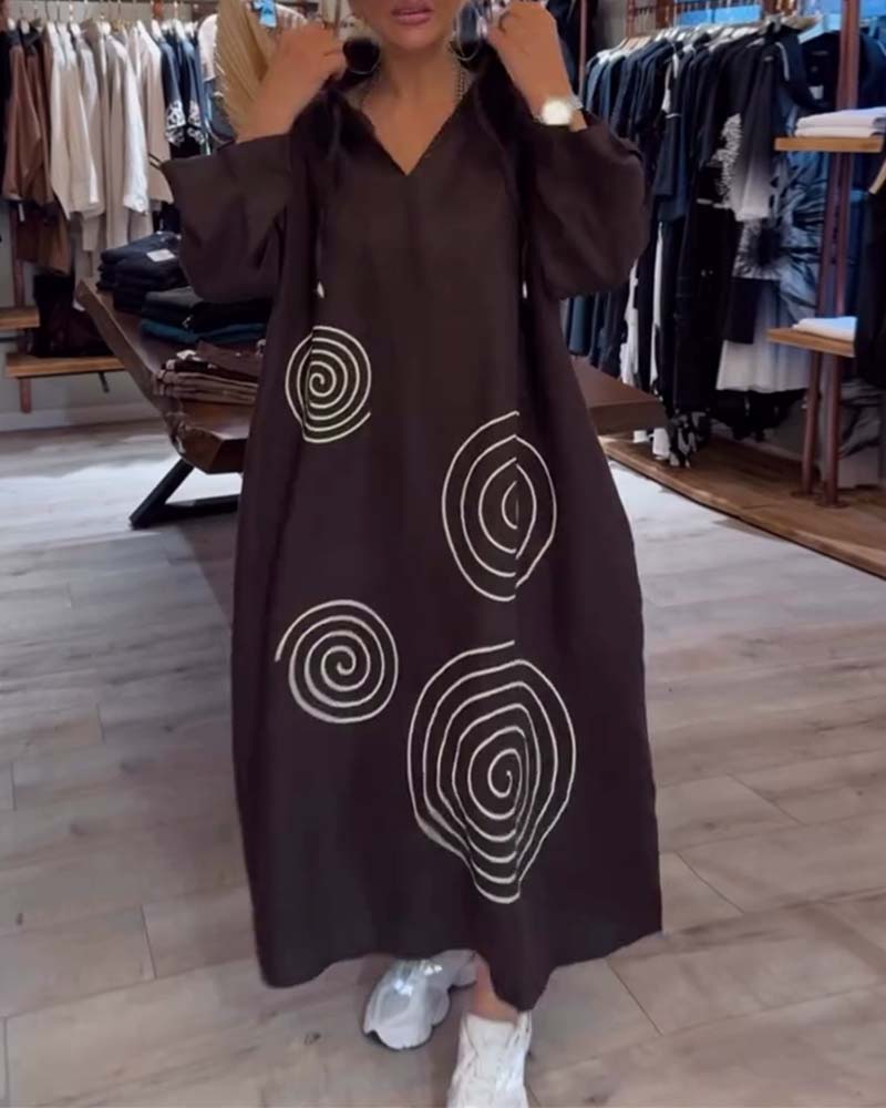 Sukienka Z Kapturem Długi Rękaw Luźna