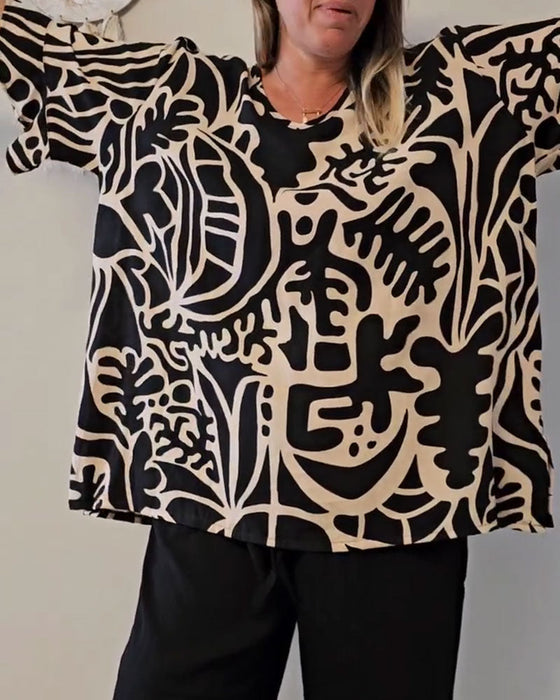 Top Abstrakcyjny Botaniczny Nadruk Luźny