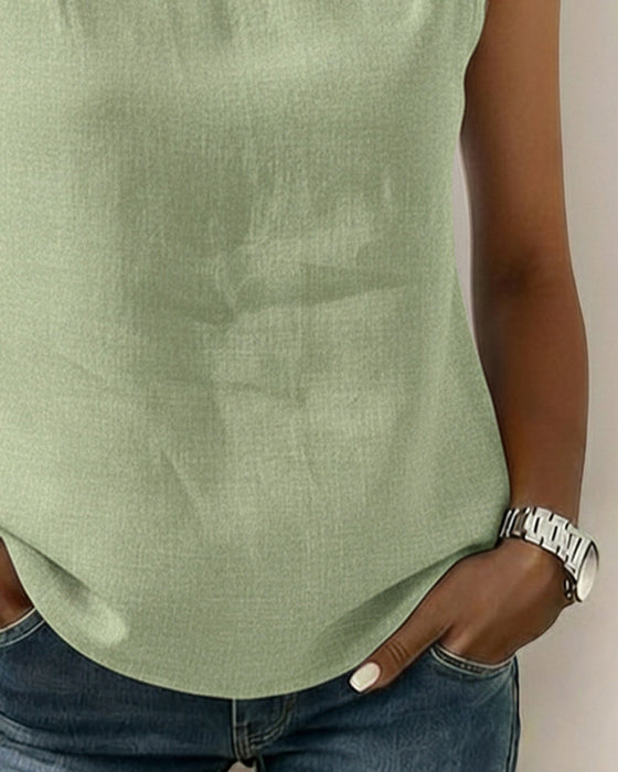 Bluzka Czysta Bawełna Kołnierz Bezrękawna