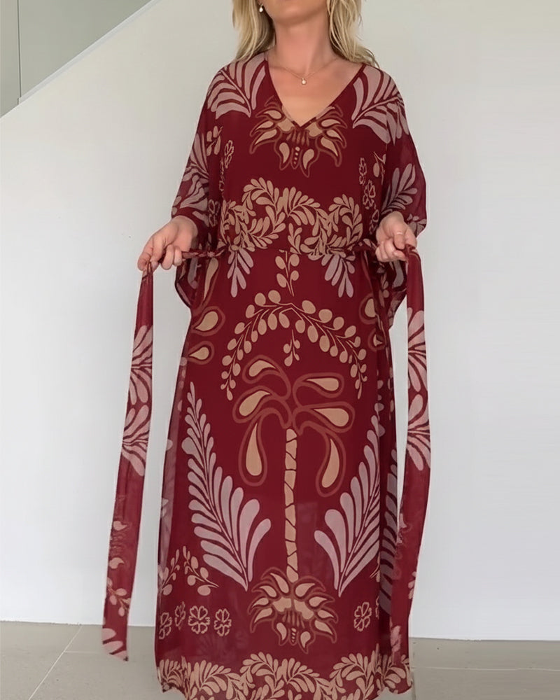 Sukienka Bohemska V Dekolt Luźna