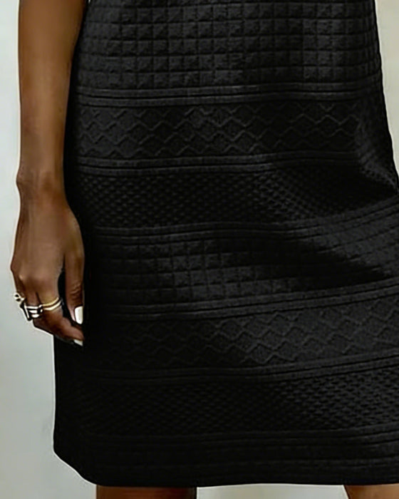 Sukienka Trzy Guzik Jacquard Prosta