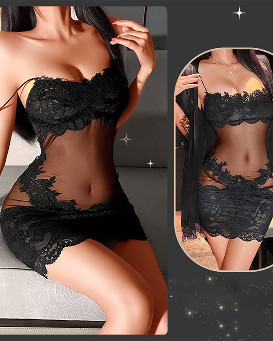 Komplet Koszuli Nocnej Jednokolorowy Plisowany