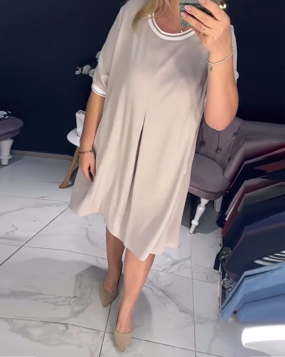 Sukienka casualowa elegancka z okrągłym dekoltem i kieszeniami