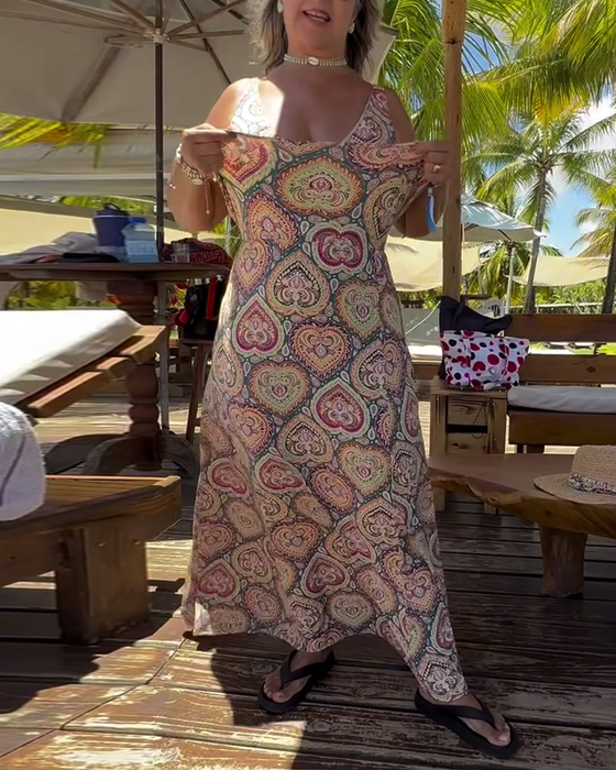 Strój Kąpielowy Bez Ramiączek Wzór Serca Wakacyjny