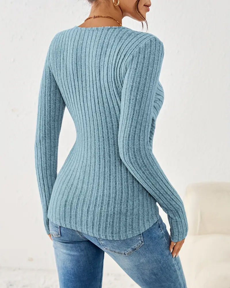 Top Dekolt W V Slim Fit