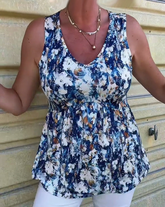 Top Seksowny Wzorzysty Bez Rękawów