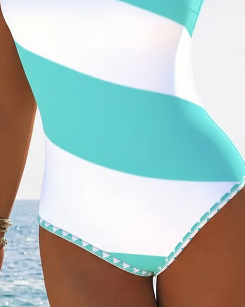 Jednoczęściowy Kolorowo-Blokowany W Paski