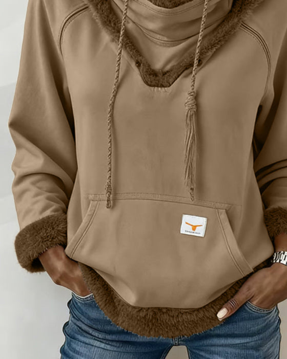 Długorękawowa Bluza Z Detalami Patchwork I Kieszenią