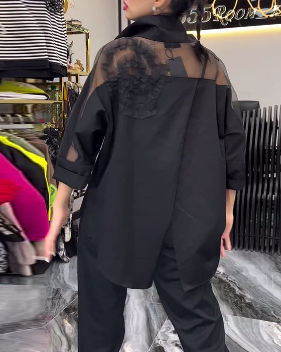 Koronkowa bluzka w patchworkowe kwiaty