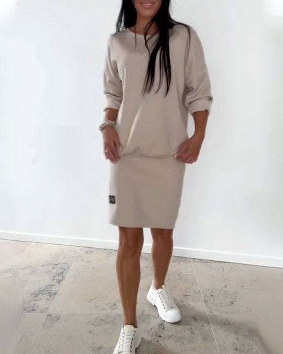 Sukienka Z Długim Rękawem Casual Dopasowana