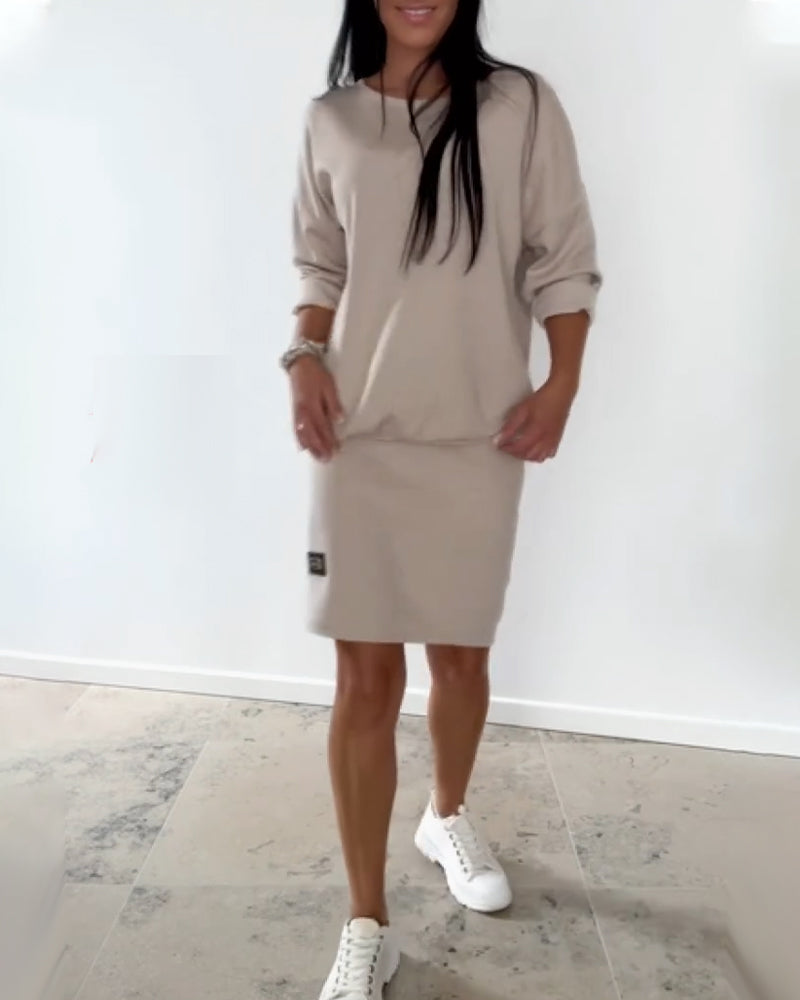 Sukienka Z Długim Rękawem Casual Dopasowana