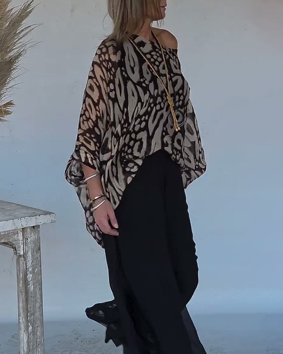 Bluzka Z Długim Rękawem Z Nieregularnym Nadrukiem Nietoperza