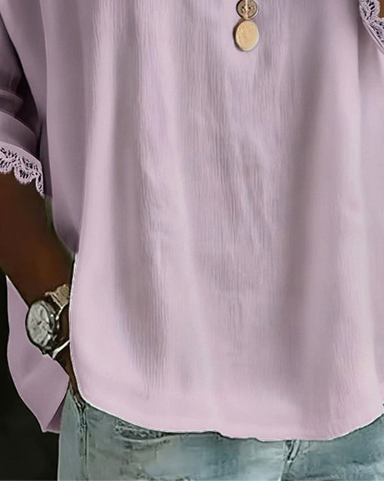 Bluzka Koronka Wstawiony Kołnierzyk Piotrusia Pana