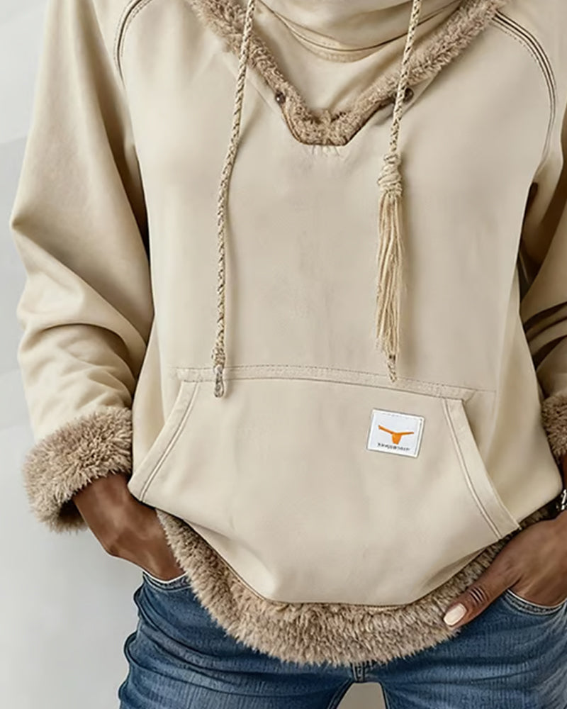 Długorękawowa Bluza Z Detalami Patchwork I Kieszenią