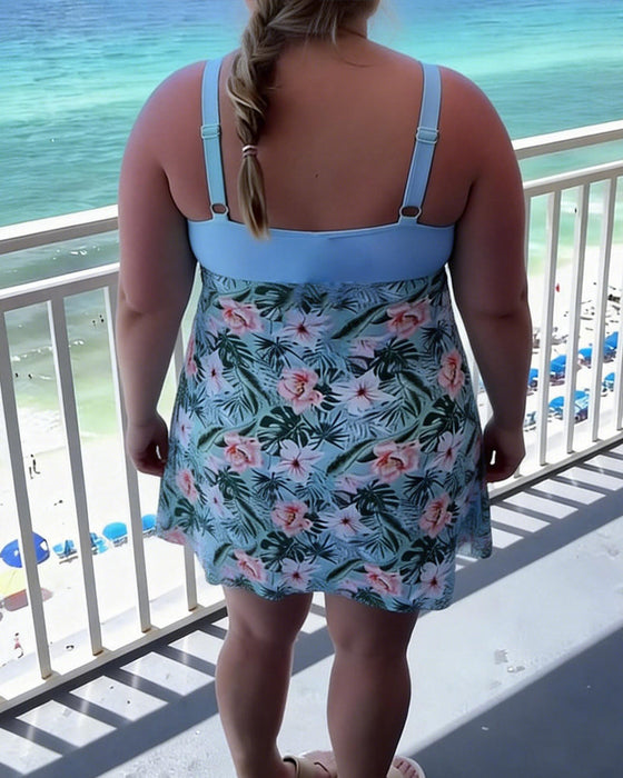 Strój kąpielowy dwuczęściowy, swobodny, z nadrukiem