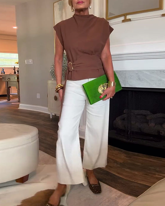 Dopasowana Bluzka w Jednym Kolorze