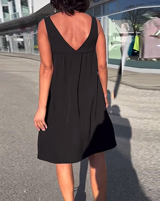 Sukienka Bez Rękawów Jednolita Shift